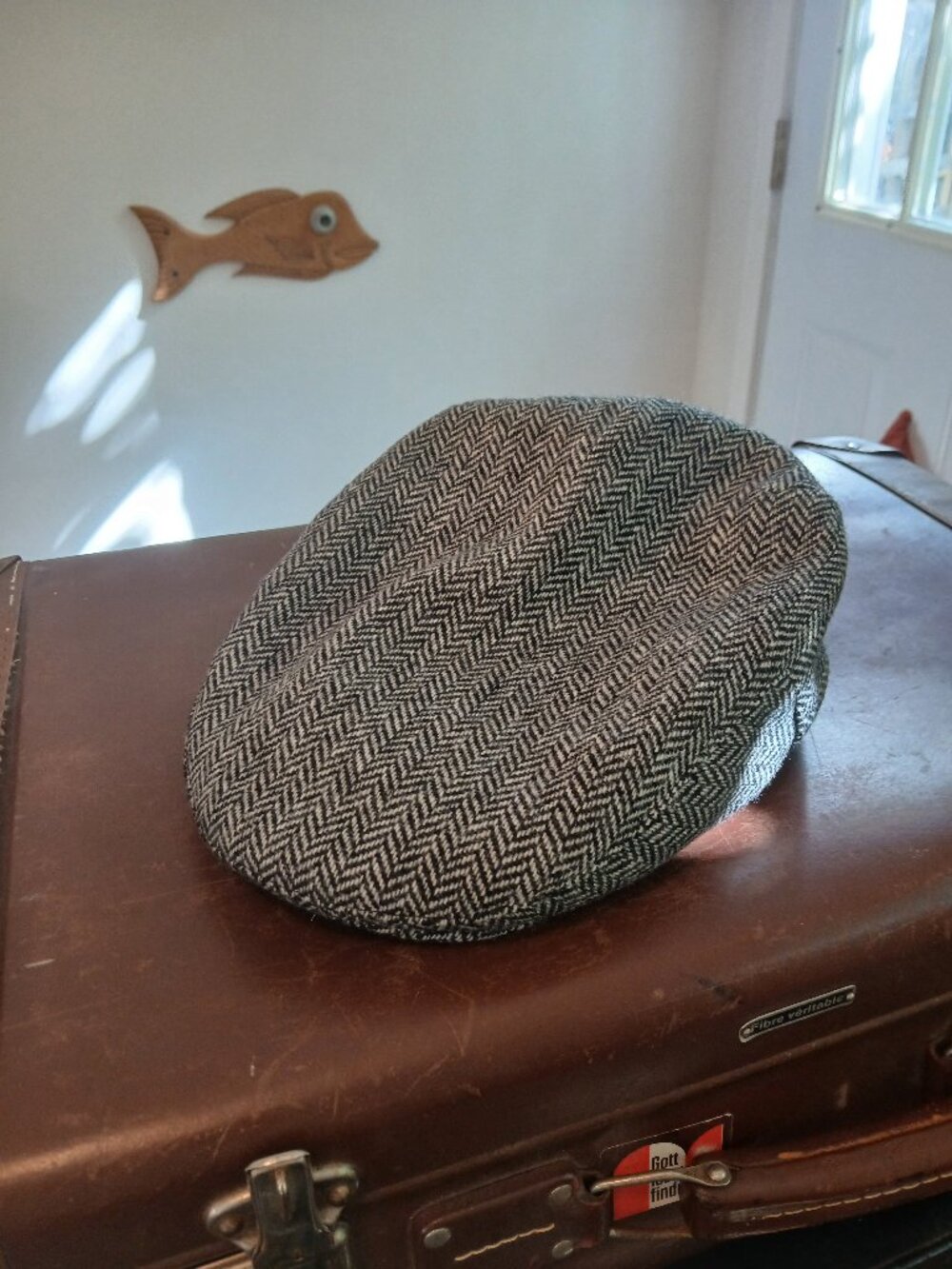 Grey Herringbone Flat Cap - NWOT